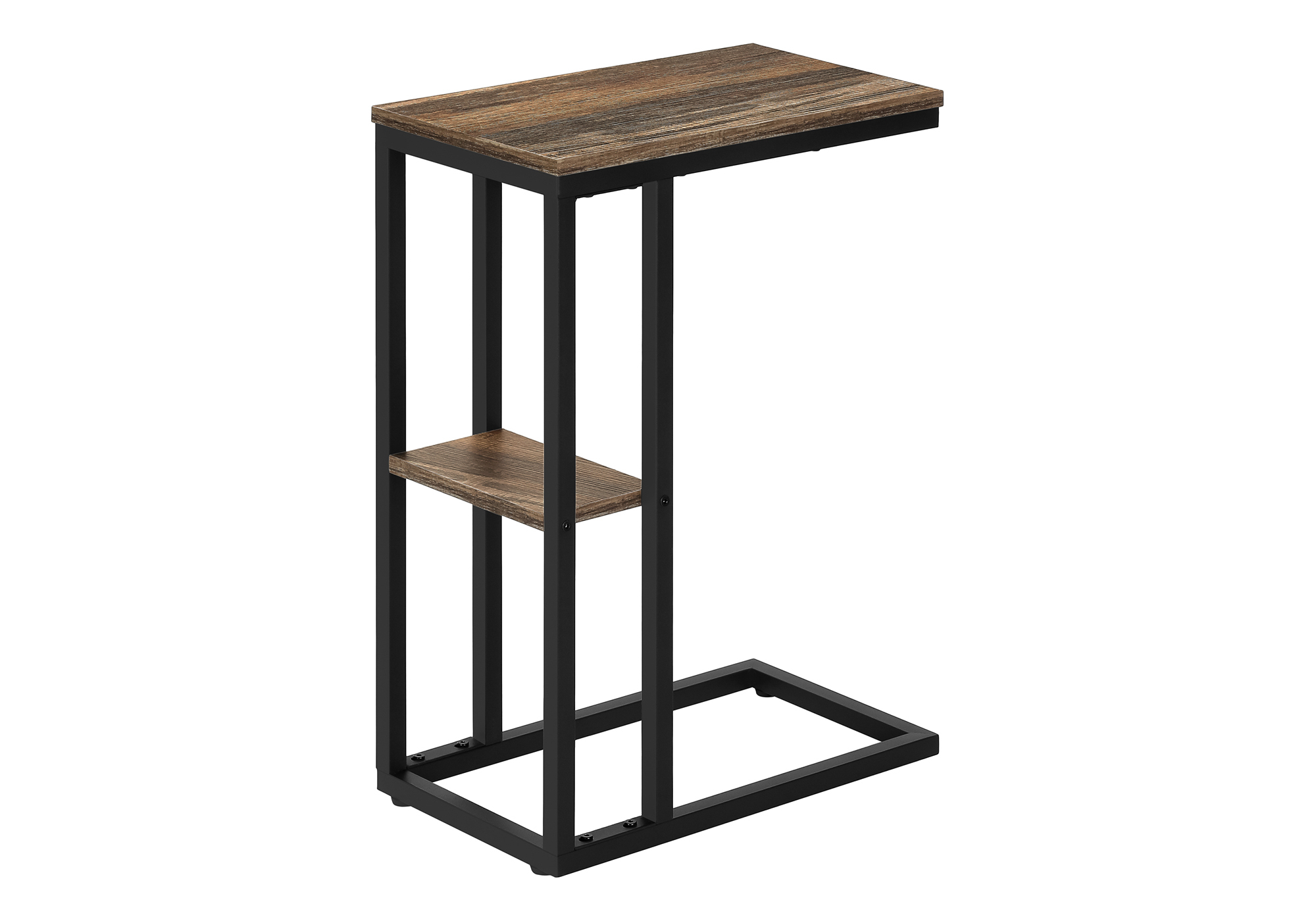 ACCENT TABLE - 25"H / BROWN RECLAIMED-LOOK / BLACK METAL